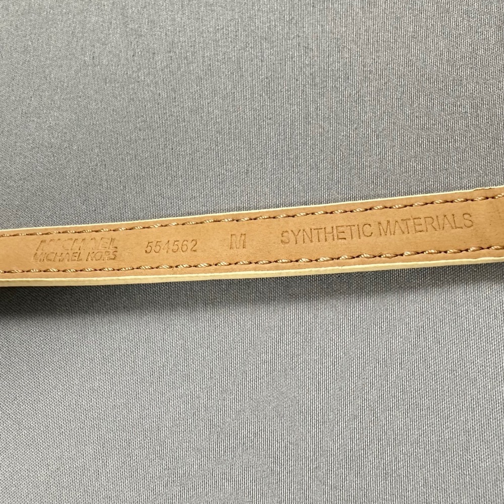 Michael Kors MK Signature Logo Belt Bag White Tan Gold Hardware Size M 554562 - Picture 6 of 10